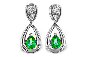 A302-22236: EARRINGS .20 EMERALD .32 TGW (4x3 EMER)
