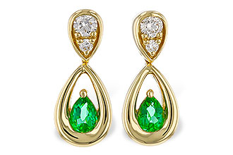 A302-22236: EARRINGS .20 EMERALD .32 TGW (4x3 EMER)
