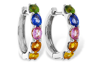 M302-21299: EARRINGS 2.20 TW MULTI-COLOR SAPPHIRE
