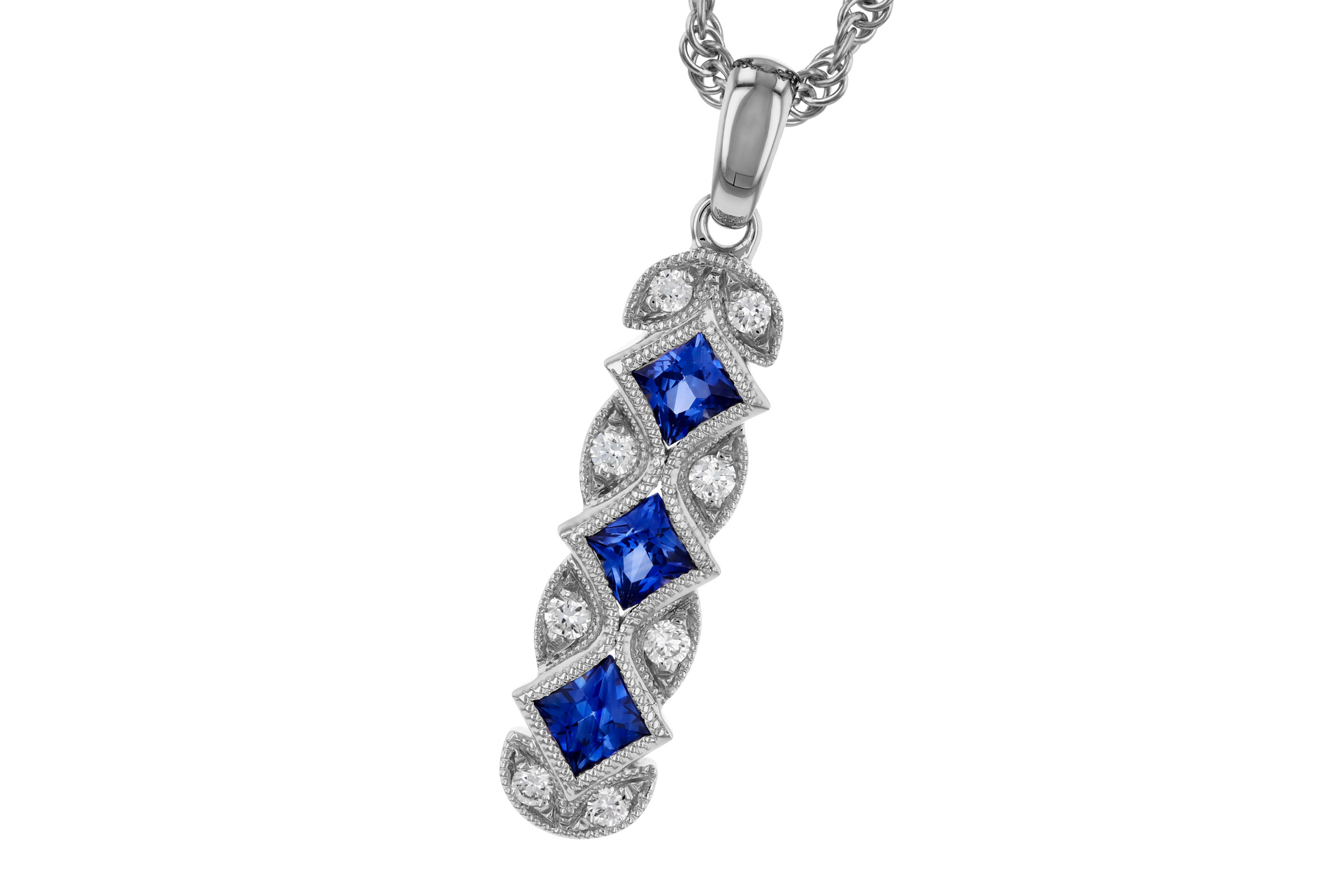 A303-11281: NECKLACE .55 TW SAPPHIRE .64 TGW