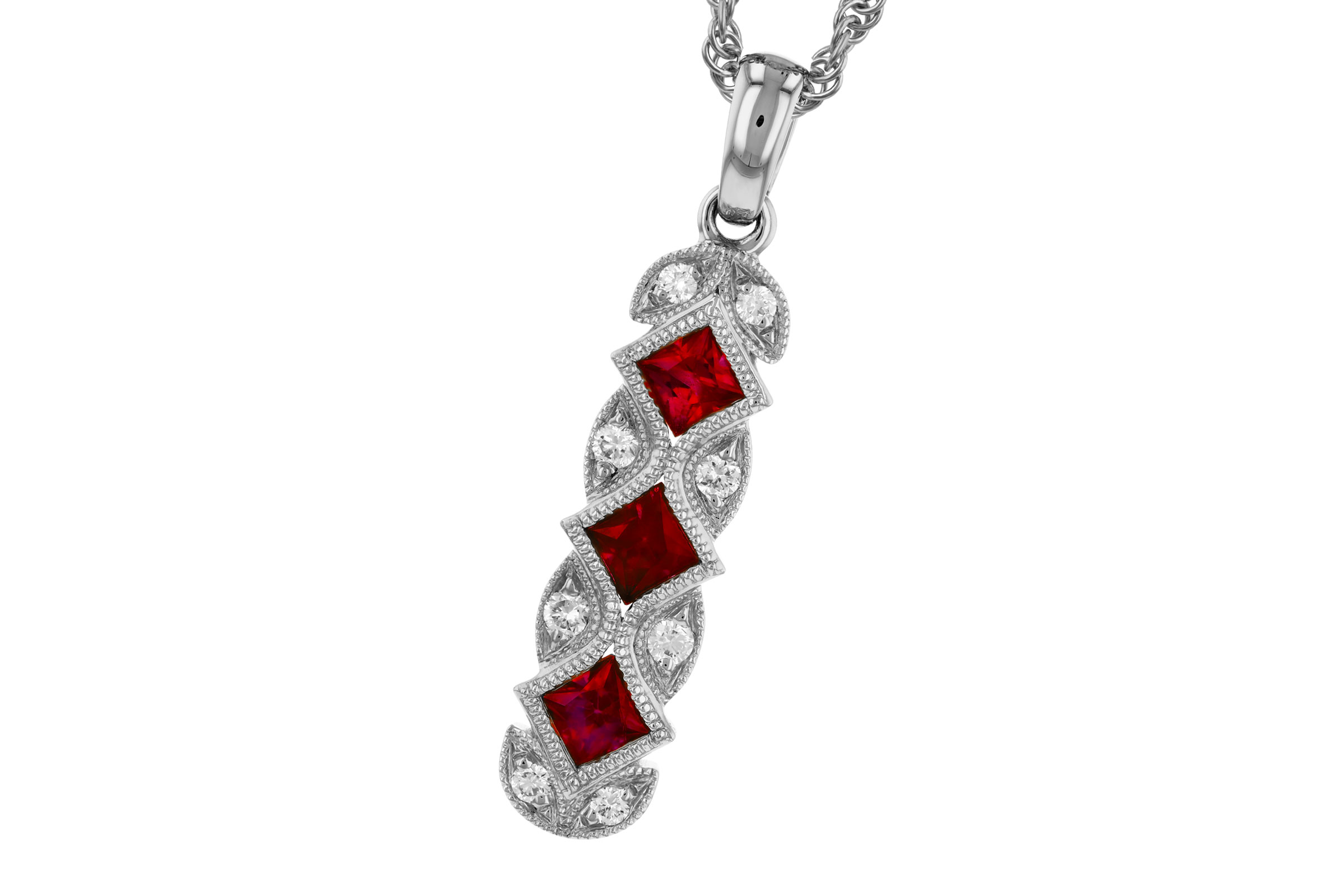 C303-10408: NECKLACE .55 TW RUBY .64 TGW