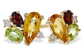 G302-21308: EARRINGS .66 SEMI PREC (CIT,PER,GAR) .70 TGW