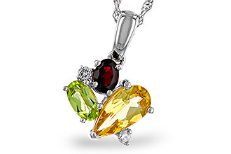 H302-21308: NECKLACE .79 SEMI PREC (CIT,PER,GAR) .82 TGW