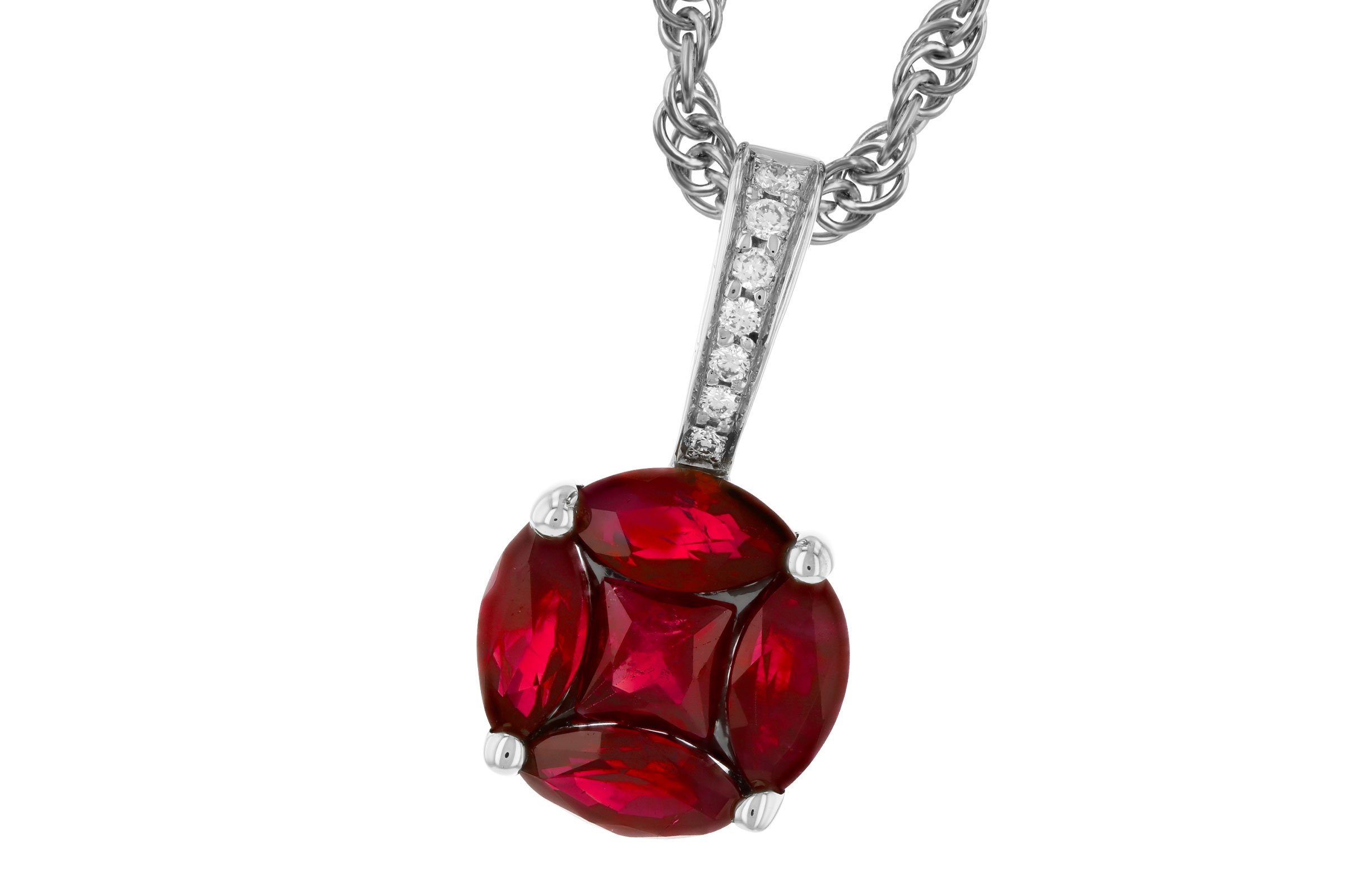 K303-09535: NECKLACE .80 RUBY .82 TW